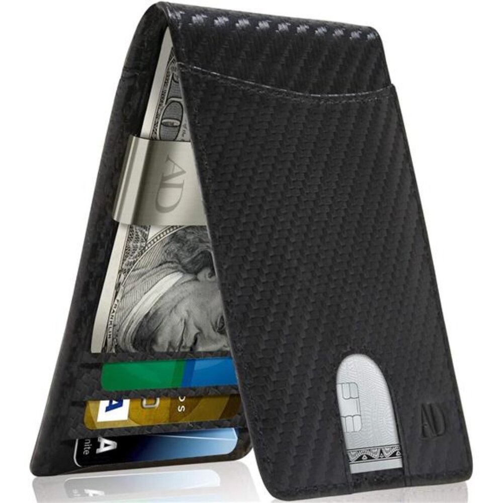 Real Leather Wallets For Men - Money Clip Bifold Wallet RFID Front Pocket Thin
